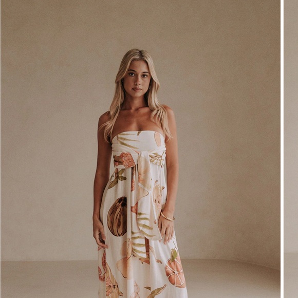 Sabo Skirt Strapless Dress in Cream and Gold - Picture 5 of 7